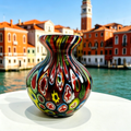 Vintage Murano-Style Millefiori Art Glass Vase, 3.9-Inch