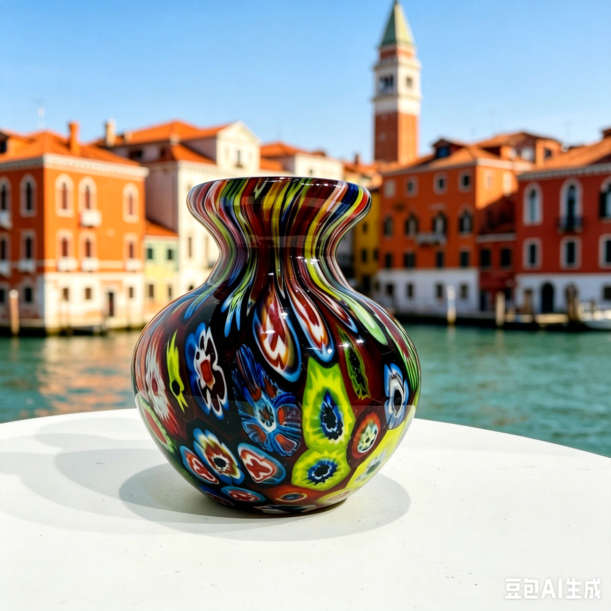 Vintage Murano-Style Millefiori Art Glass Vase, 3.9-Inch