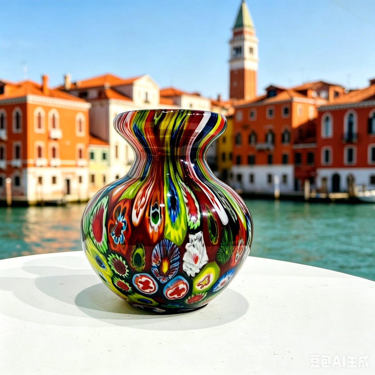 Vintage Murano-Style Millefiori Art Glass Vase, 3.9-Inch