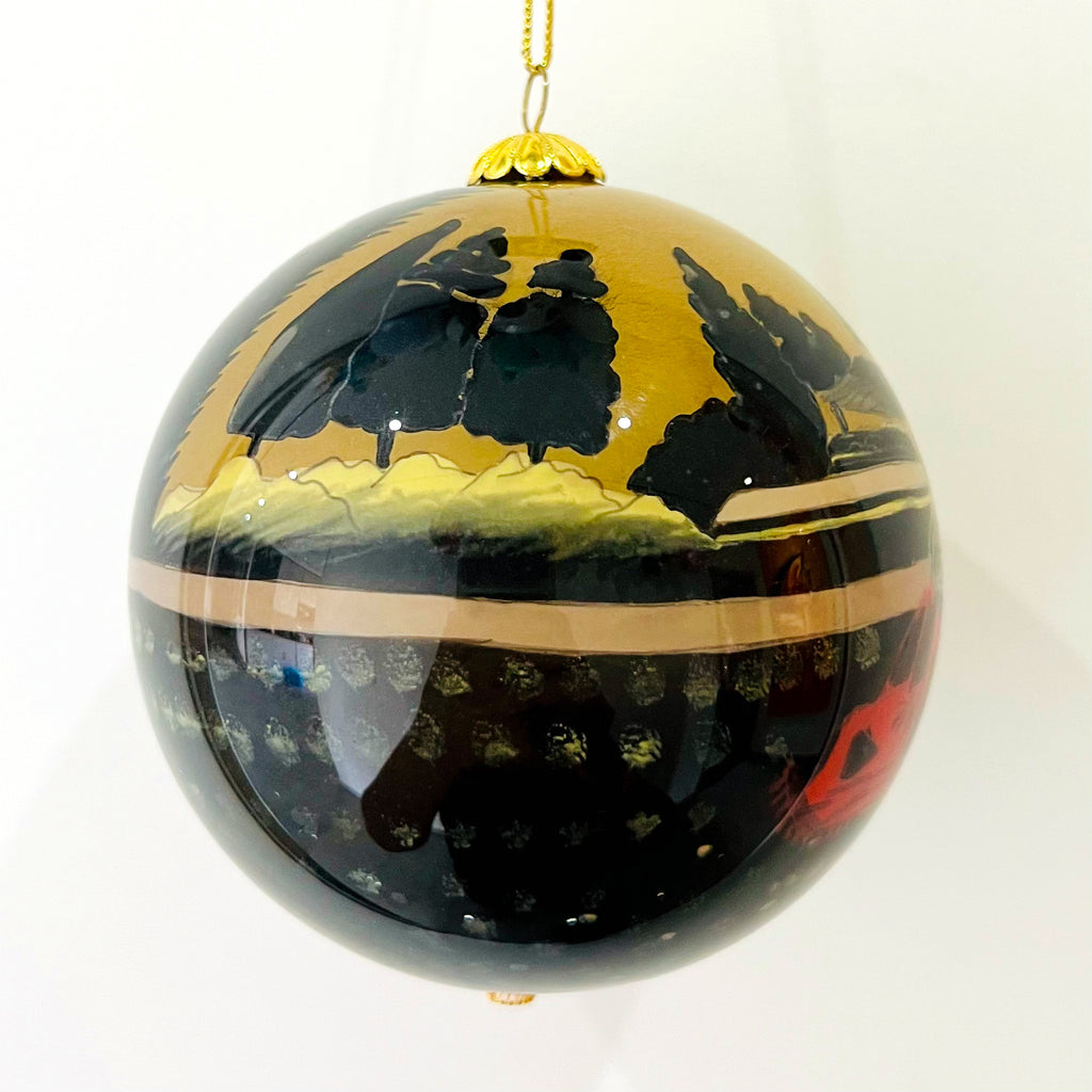Vintage Hand-Painted Reverse Glass Art Ball, Circa 1970
