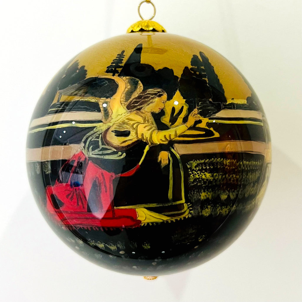 Vintage Hand-Painted Reverse Glass Art Ball, Circa 1970