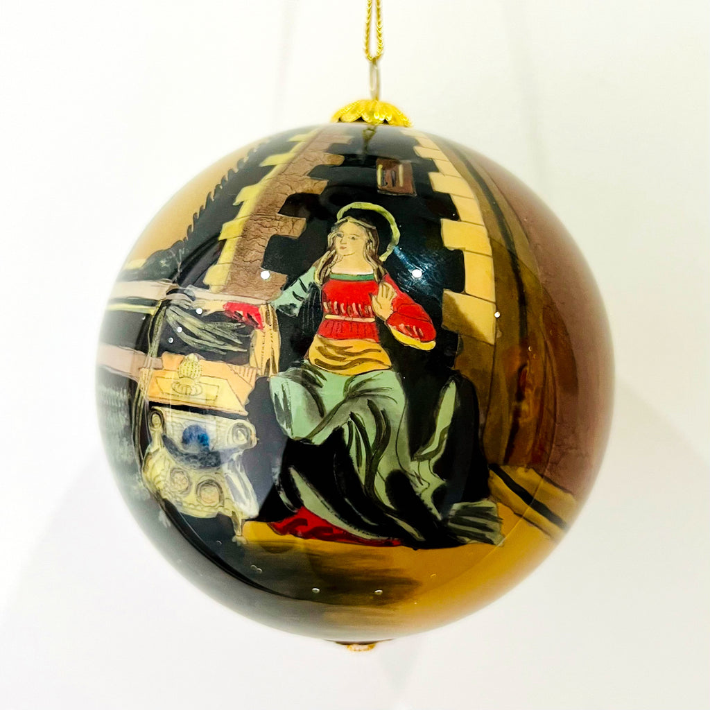 Vintage Hand-Painted Reverse Glass Art Ball, Circa 1970