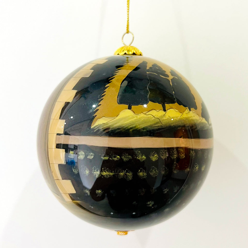 Vintage Hand-Painted Reverse Glass Art Ball, Circa 1970